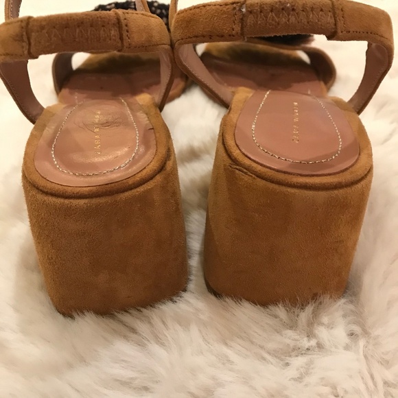 Zara Tan Suede Raffia Pom Pom Strappy Sandals | 39 - Picture 12 of 16